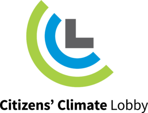 Citizens' Climate Lobby logo. A gray L shape radiates a blue and green half circles
